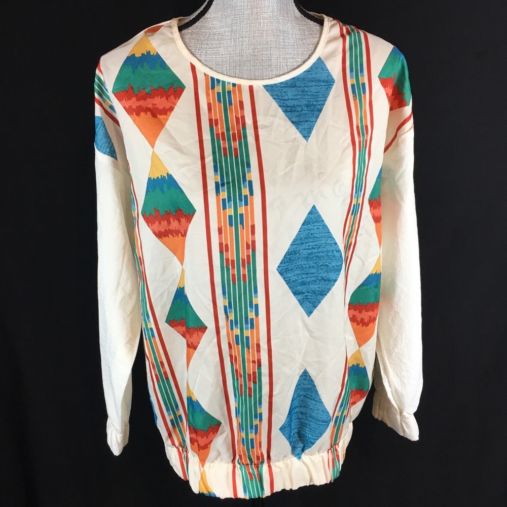 Vintage 80s 90s Blair Western Aztec Print Blouse